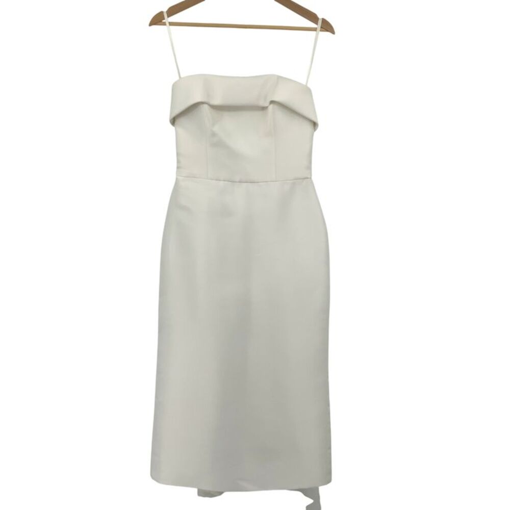 Amsale Mikado Satin Tea-length Bridal Dress White 6